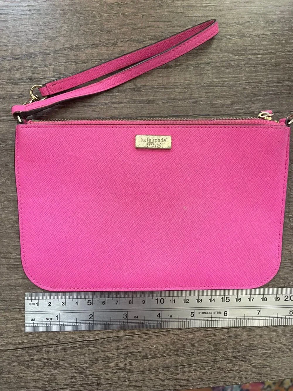 Kate Spade New York Pink Saffiano Leather Wristlet Pouch